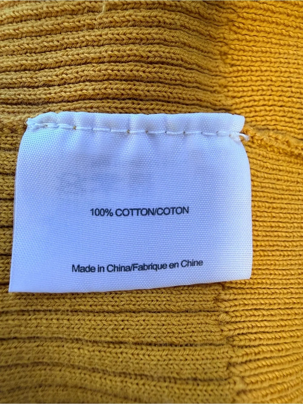 Tory Burch Simone Ribbed Cardigan Sweater Mustard Yellow Logo Button Cotton SZ S